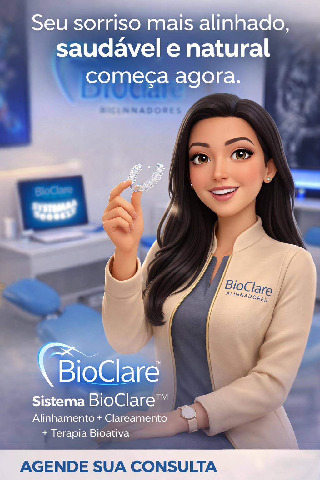 Profissional BioClare segurando alinhador